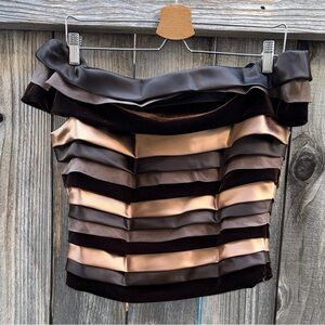 Chetta B Sherrie Bloom Peter Noviello Off The Shoulder Tiered Dark Brown Top